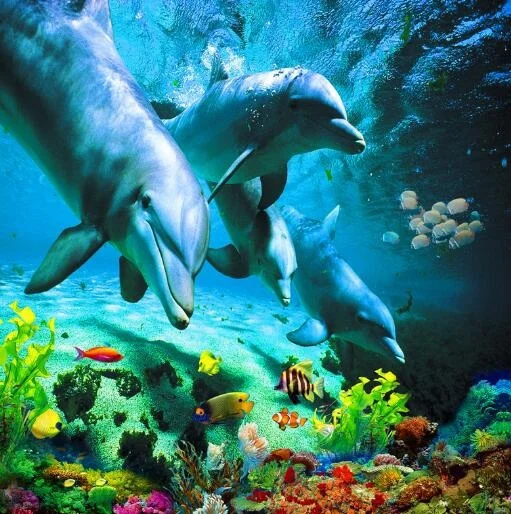 Бесплатная доставка 3D пользовательские Seaworld тропический настенный стикер рыбка