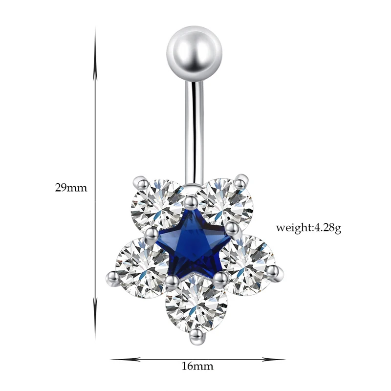 Пирсинг пупка цветка из нержавеющей стали живота для Кольца женские ювелирные