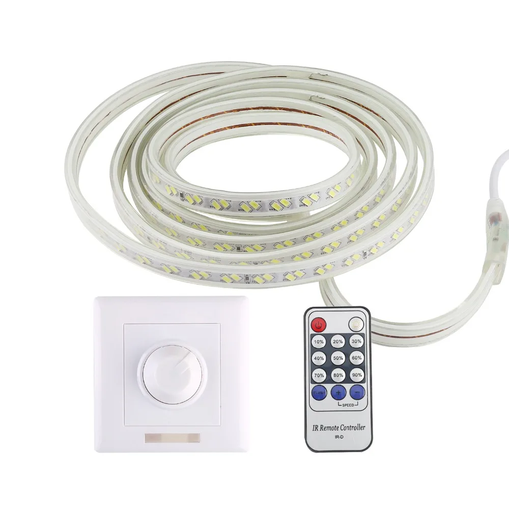 

LED Strip 220v Dimmable Light RF Remote Control Waterproof Ribbon Led SMD 5730 120LEDs/M Ledstrip Diode Tape Home Decor Stripe