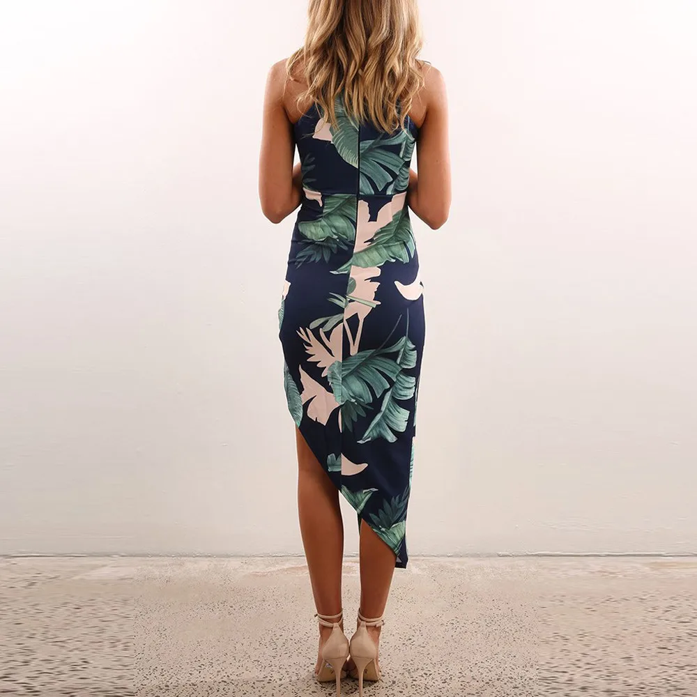 FREE OSTRICH Dress Women Strapless Halter Sleeveless Printing Irregular Tighten Buttocks Temperament Fashion Summer | Женская одежда