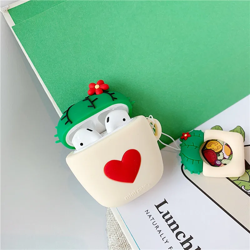Симпатичный красивый чехол для беспроводной Bluetooth-гарнитуры С КАКТУСОМ Apple AirPods 2