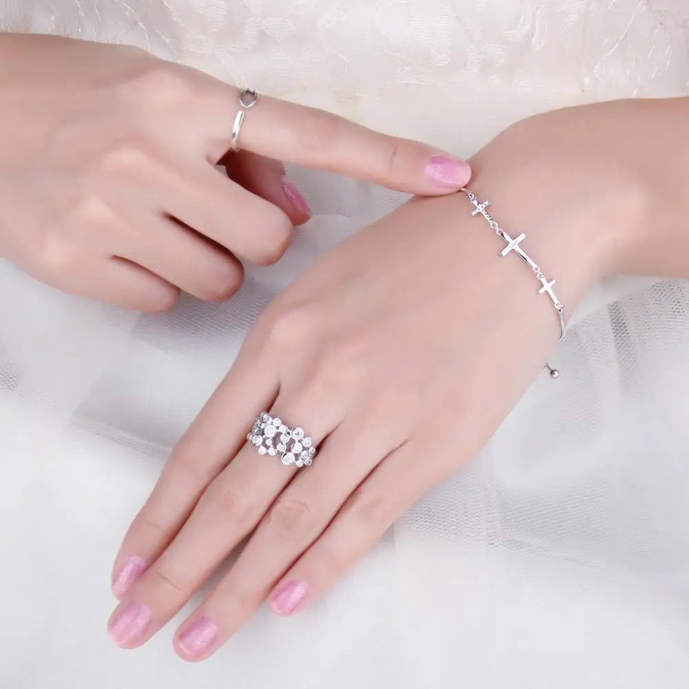 JewelryPalace кубического циркония три креста регулируемый браслет 925 пробы Серебряная