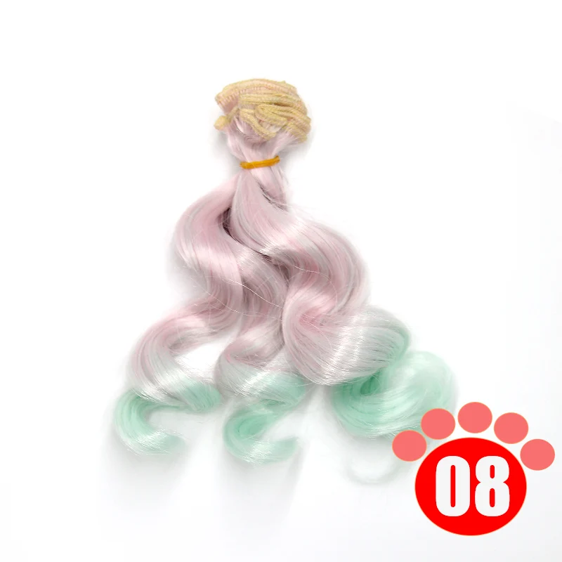 colour 08 Msiredoll bjd парик аксессуары 1 шт. 15*100 см волосы куклы для 1/3 1/4 1/6 1/12 вьющиеся кукольные волосы bjd парик diy - Цвет: colour 08