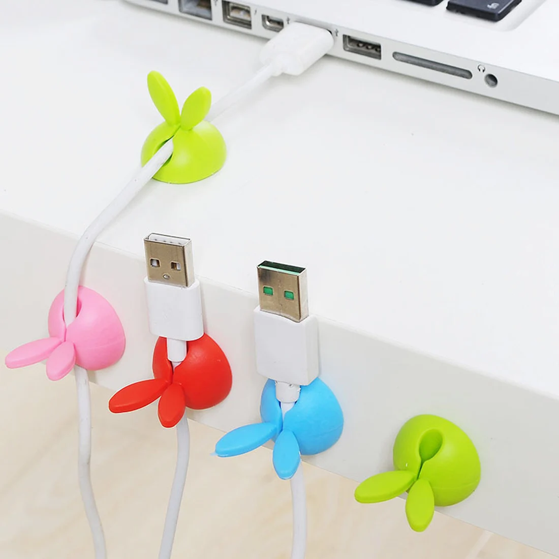 4 шт./лот, креативные зажимы для кабеля с заячьими ушками, шнуры, USB зарядное устройство, крепление кабеля, стол, аккуратный органайзер, провод, шнур
