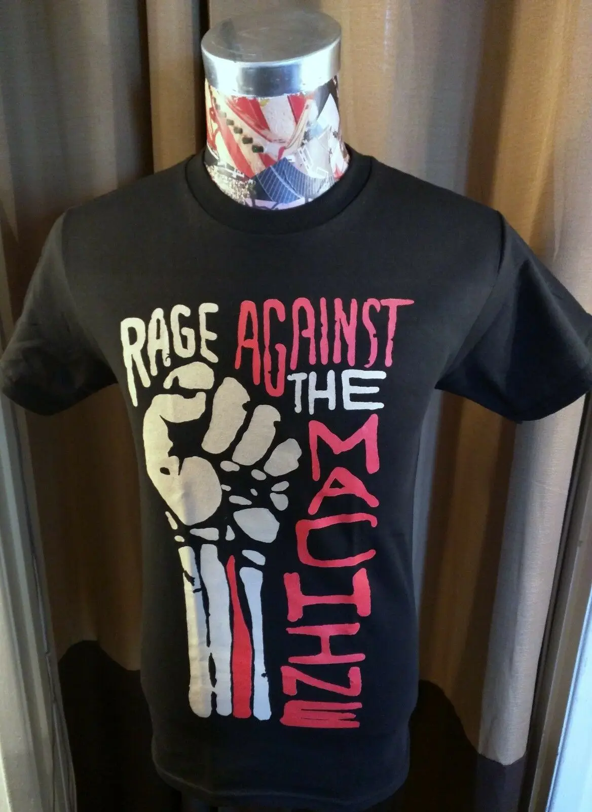 Новый RAGE AGAINST THE MACHINE ратм бежевый кулак/Красный имя рэп металла черная