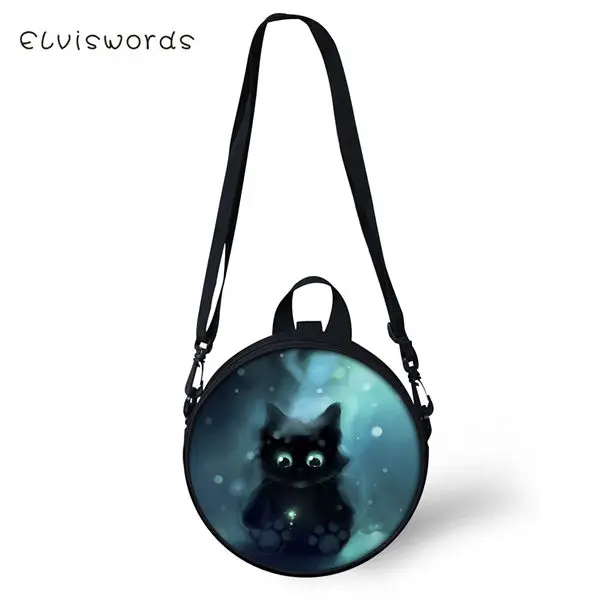 CDWX1139I ELVISWORDS Women Round Shape Crossbody Bags Dreamastic Cats Prints Cute Girls Small Purses Kawaii Pattern Women Shoulder Bags - Цвет: CDWX1139I