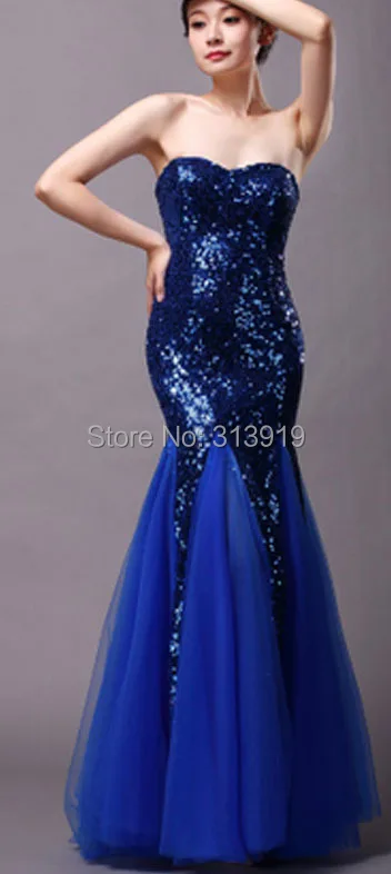 

free shipping strapless sweetheart sequin mermaid fishtail prom dress 2015 new styles custom make size 0 or plus sizes dresses
