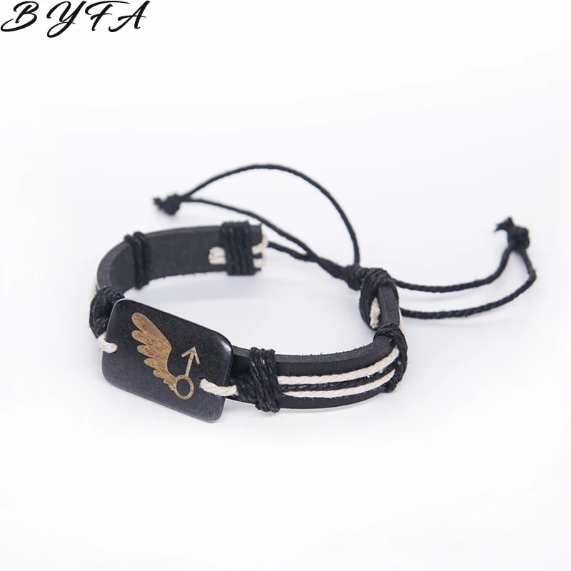 1pc Fashion Handmade Retro Angel Wings Bracelet Love Couple Leather Woven Bone Vintage Punk Valentine's Day|Браслеты с шармами| |