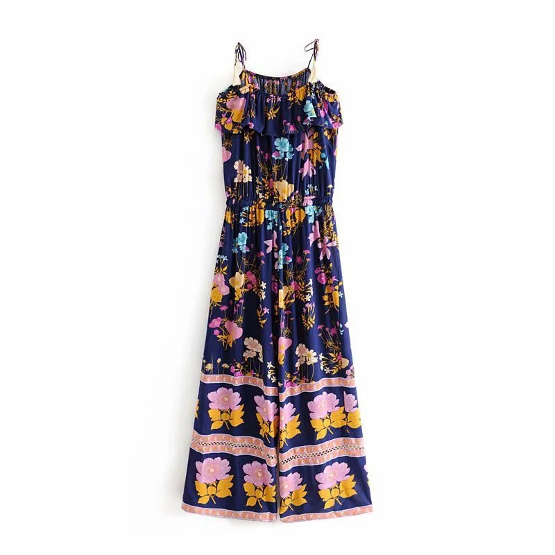 2019 женский комбинезон с кисточками и шнуровкой до середины икры широкими