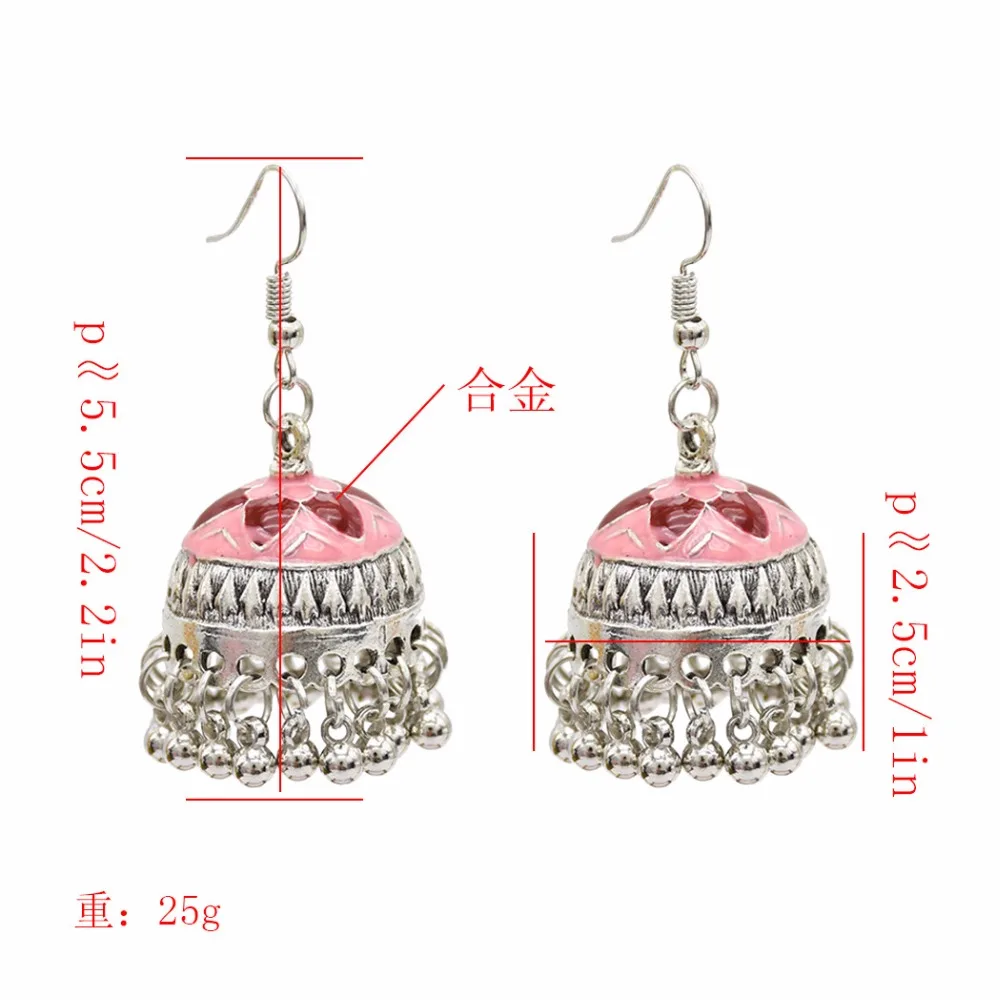 Индийские яркие серьги Тайланд фестиваль вечевечерние Jhumka хиппи хеллоуин бохо