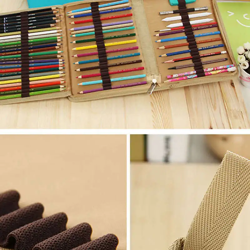 72 Отверстия Пенал Холст занавески школьные офисные принадлежности канцелярские