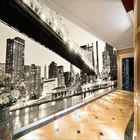 3D обои для обустройства дома, Настенные обои в стиле ретро, черно-белый городской мост, пейзаж, фото, обои для офиса, гостиной