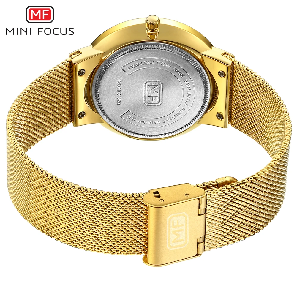 Мини-фокус мужские деловые кварцевые часы сетка ремешок нержавеющая сталь 3 бар