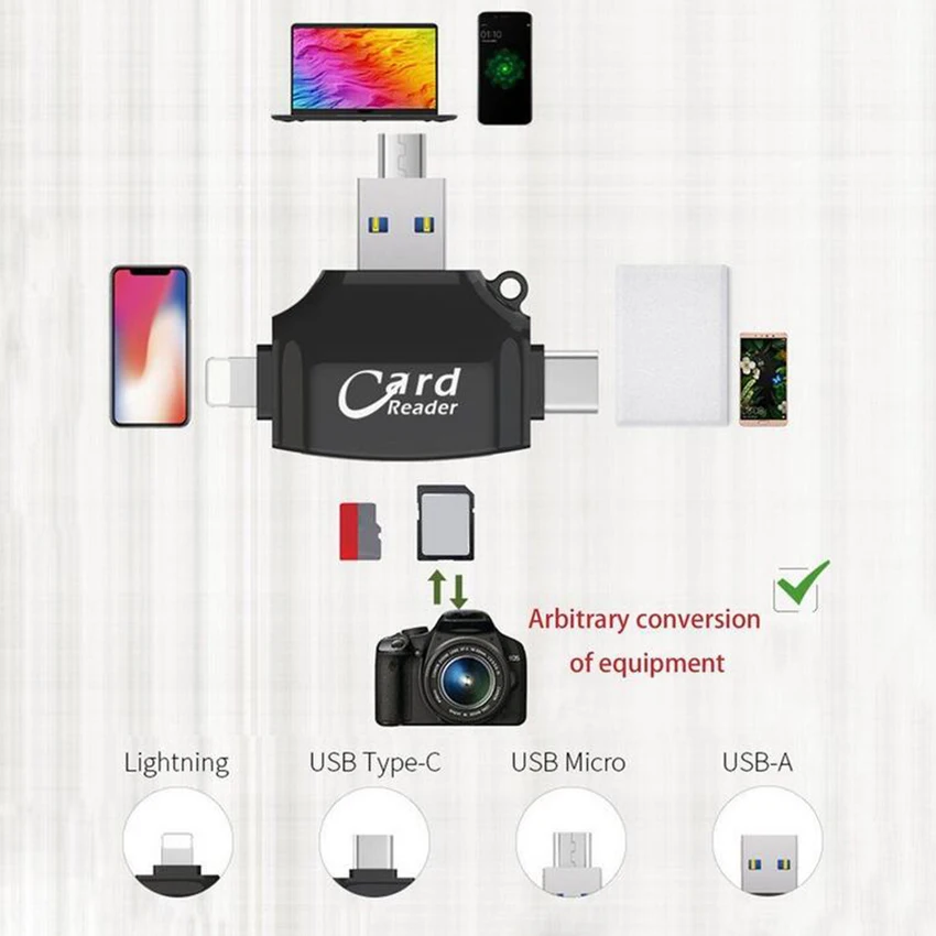 SD кардридер de memoria sd micro Adapter carte Type C OTG памяти для adaptador iphone Samsung MacBook|Картридеры| |