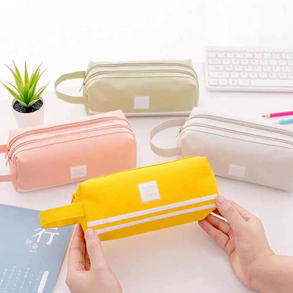 Casual Japanese pencil case Student stationery bag creative large capacity student men and women new school supplies | Канцтовары для