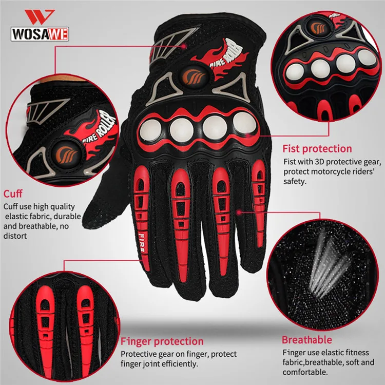 WOSAWE moto rcycle перчатки полный палец moto крест перчатки Luvas Guantes перчатки moto queiro Guantes moto cicleta Luvas de moto