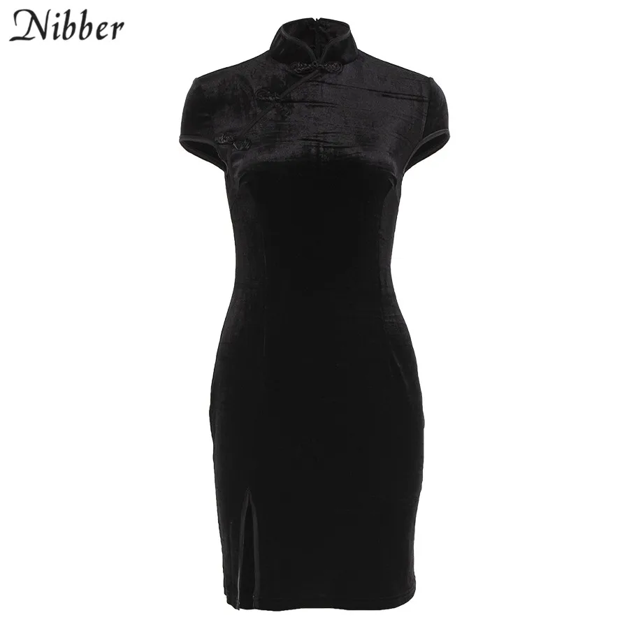 Nibber, ретро китайский стиль, cheongsam, облегающее мини-платье, женское, 2019весна-лето, модное, Клубное, вечерние, элегантное, черное, розовое, короткое платье