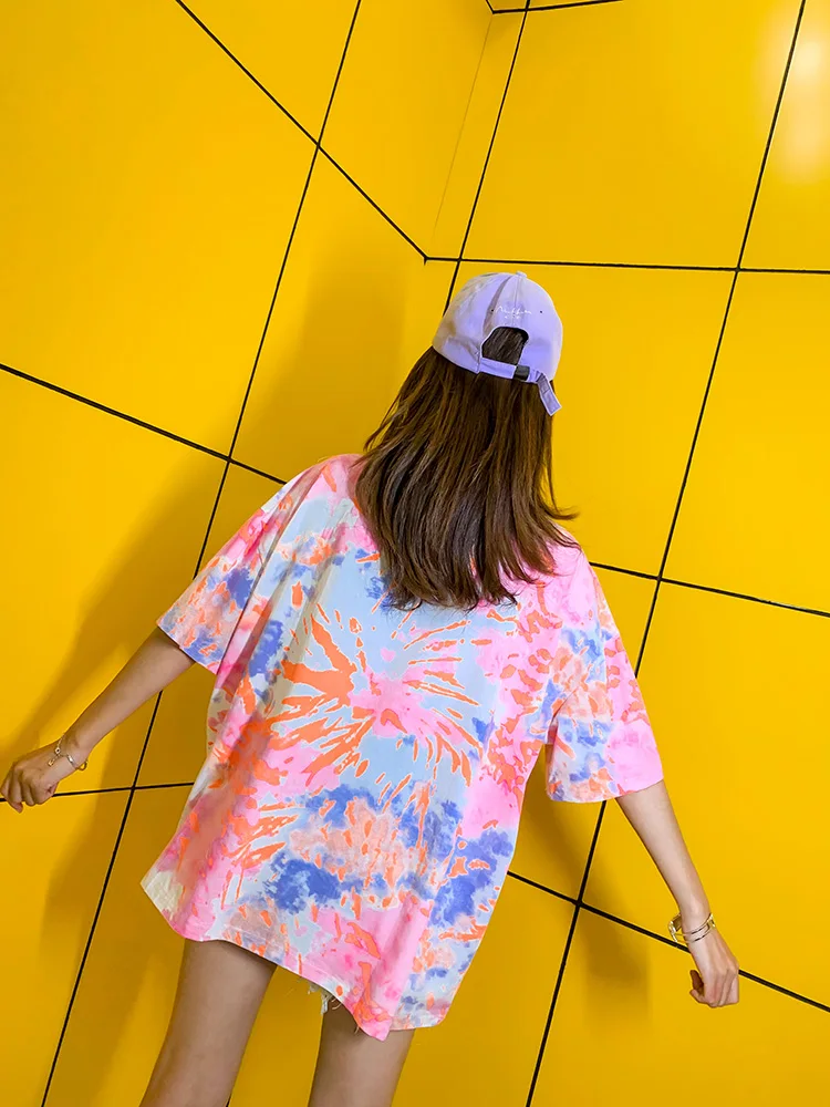 Для женщин Летняя мода яркое круглым вырезом футболки Street Wear Бисер летние шорты