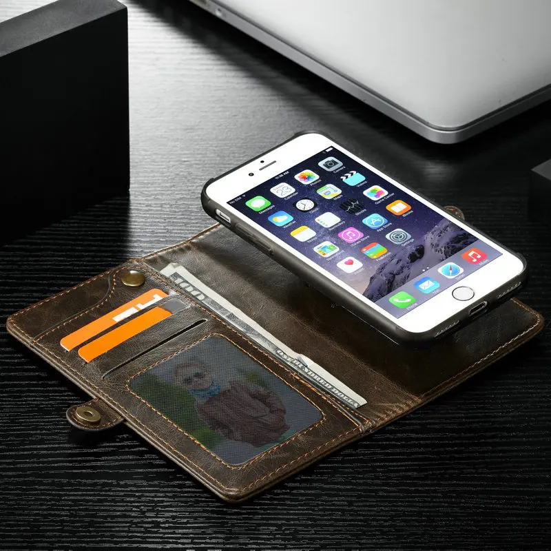 Чехол Кошелек CaseMe для iPhone 7 кожаный флип чехол в ретро стиле с ремешком на