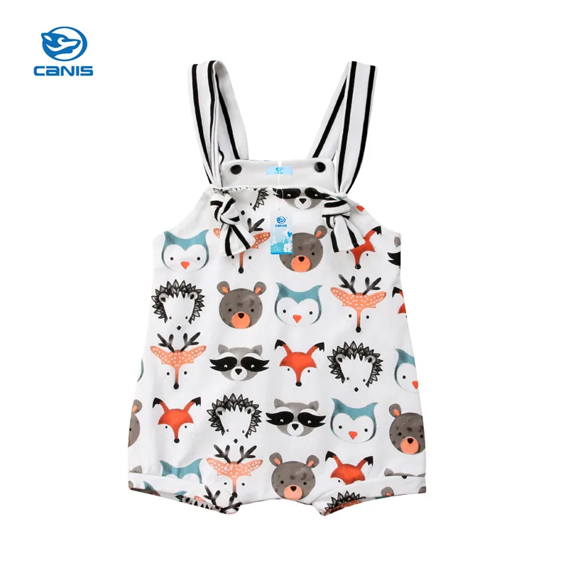 Комбинезон детский летний в стиле унисекс с принтом животных|Ромперы| |