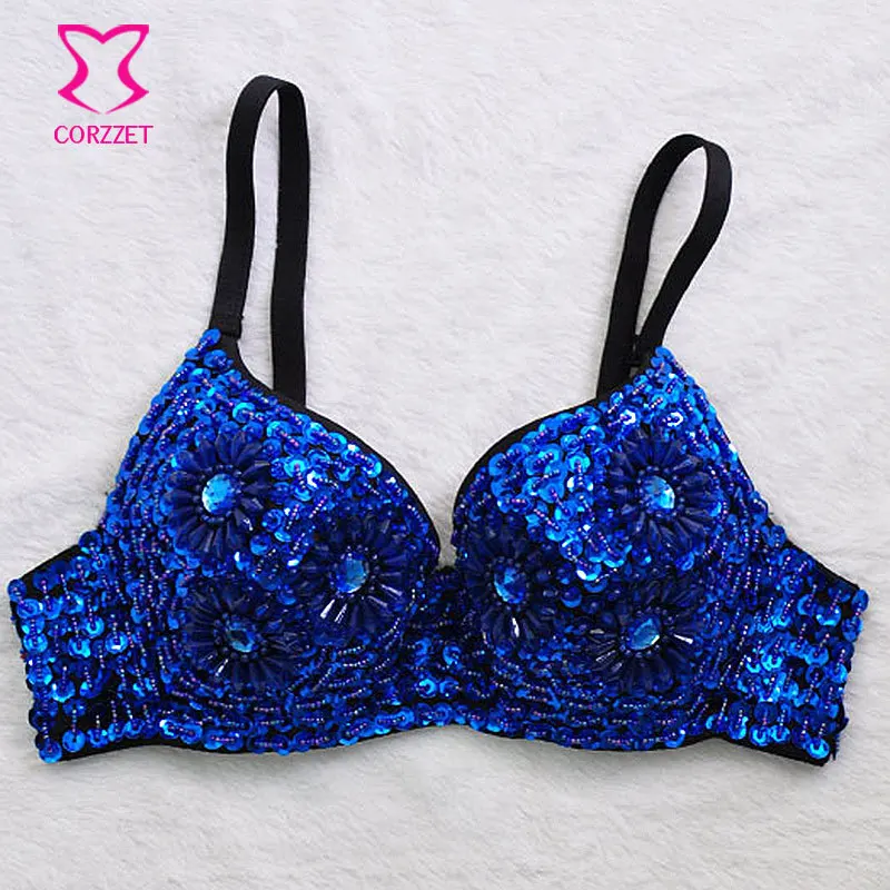 Женский бюстгальтер на бретельках с золотыми цветами и бусинами эффектом пуш