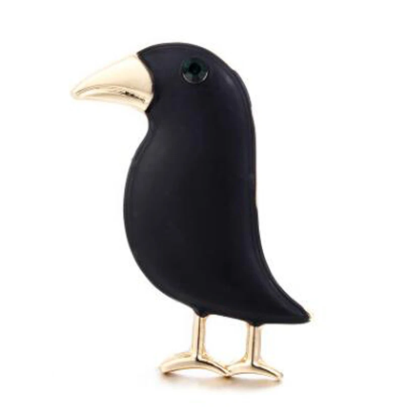 Black Crow Brooch Enamel Bird Corsage Men Women Kids Suit Dress Hats Collar Pins Animal Scarf Buckles Accessories XZ400 | Украшения и