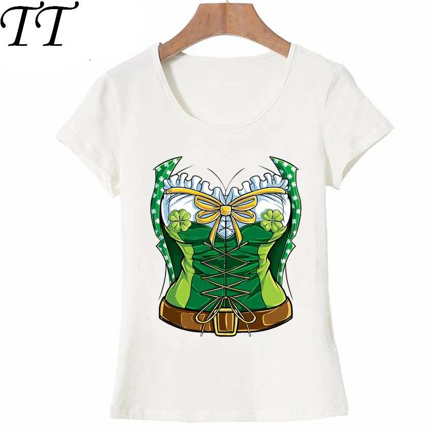 Leprechaun девушка костюм рубашка женская St paфокусы день футболка Летняя мода Женская