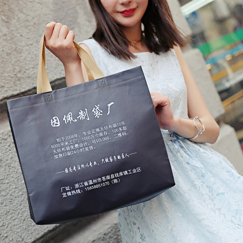 

100PCS Wholesale Custom Personalized Promotional Reusable Cloth Shopping Bags With Logo On line Free Shipping .