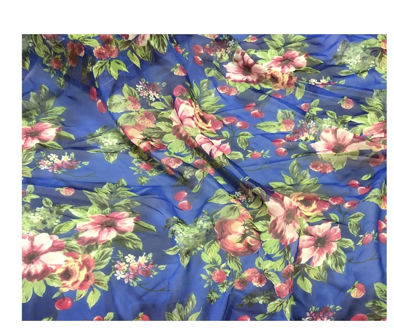 2019 шифоновая тонкая женская одежда ткань с зеленым низом и желтым принтом