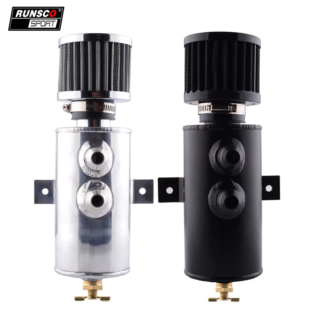 

Brushed Baffled Oil Catch Tank Can with Breather Filter Aluminum 0.75L 10AN Round