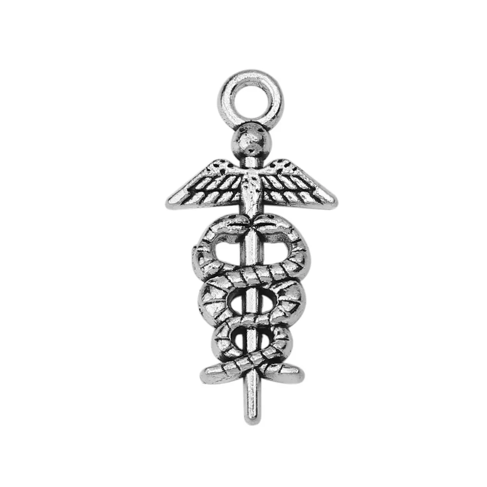 DoreenBeads подвески из цинкового сплава с медным символом Caduceus серебряного цвета