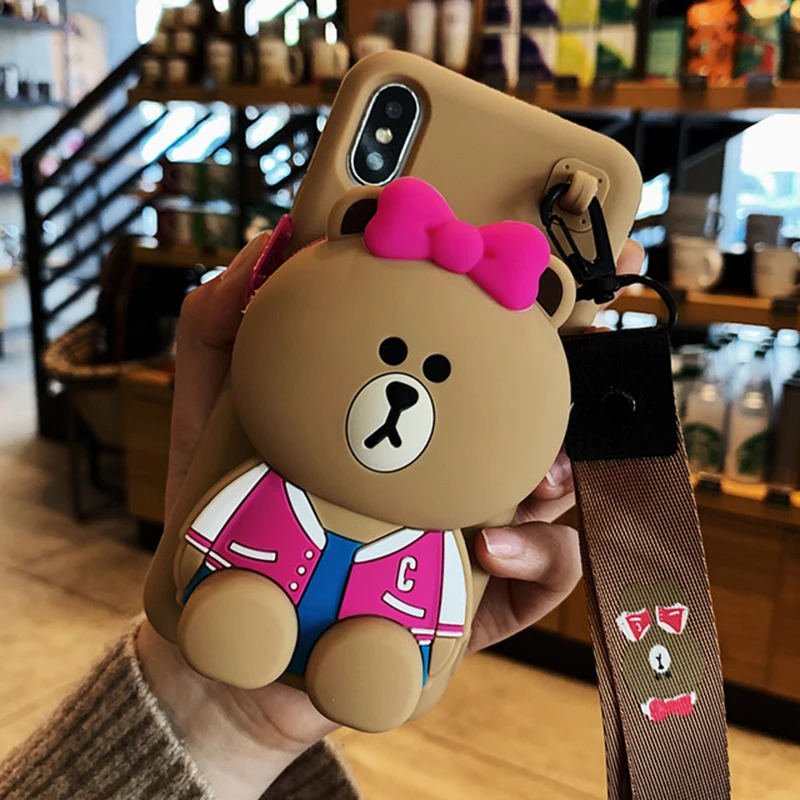 Cartoon Case Etui Мультяшный чехол Etui для iPhone XR X XS MAX 6 6s 7 8 Plus силиконовый чехол-кошелек с 3D милыми Fundas Mujeres Capinhas Чехлы Coque - Цвет: Cartoon Case Etui