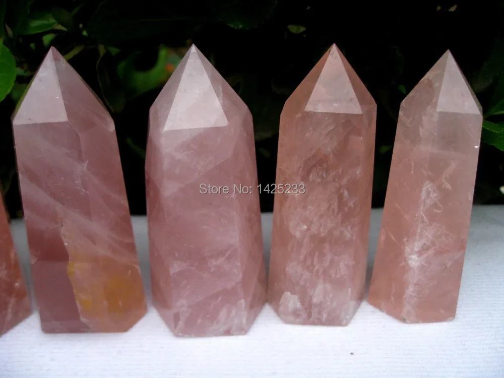 

4 pieces natural rose quartz crystal point wand (7-9)cm healing crystal