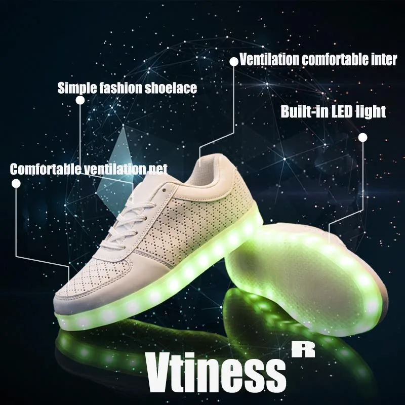 Новые кроссовки мальчиков и девочек СВЕТОДИОДНАЯ вспышка освещенные обувь