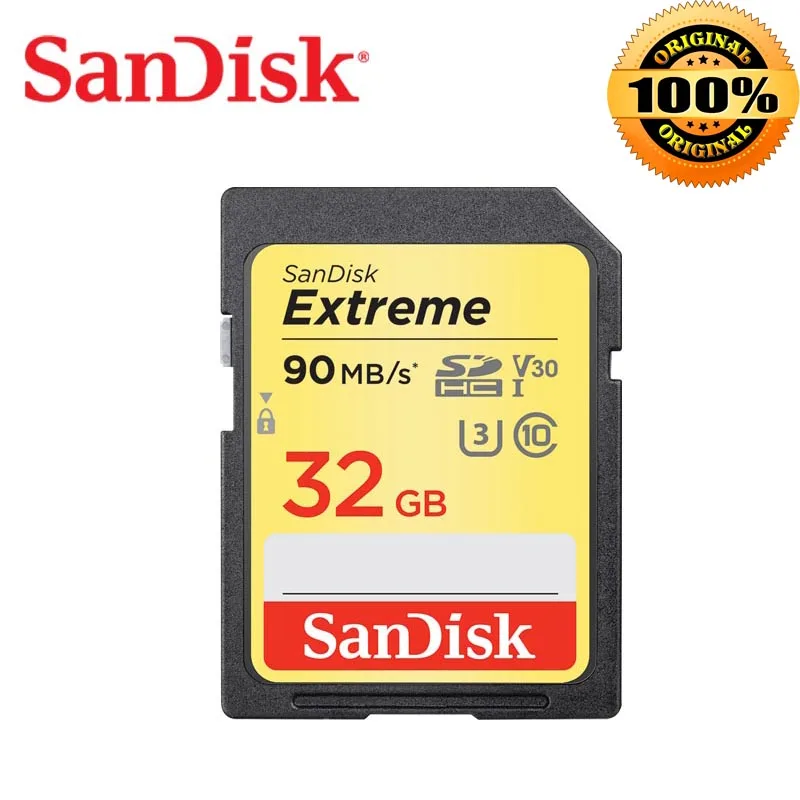 Карта памяти SanDisk Extreme Class10 SD 32 ГБ 90 МБ/с./с карта 64 планировка 4 K UHD C10 U3 V30 150 128