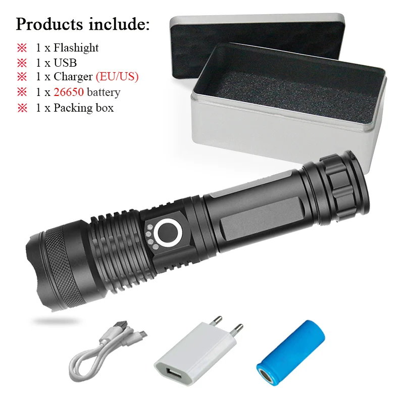 USB Flashlight D-BOX Xhp50 прожектор охотничий USB Перезаряжаемый Фонарик zoomble мощный светодиодный фонарик 18650 или 26650 светодиодный фонарь Лампе torche - Испускаемый цвет: USB Flashlight D-BOX