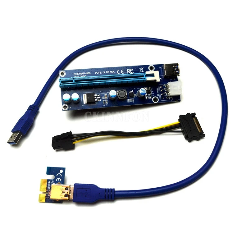 200Pcs/Lot PCI-E Riser 006c PCI E express LED Card 1x to 16x 6pin Supply for BTC LTC Miner Machine | Электроника