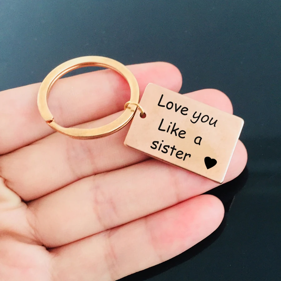 Fashion Hand Stamped Stainless Keyring Engraved Love you Like a sister For Sisters Best Friend Memorial Gift Keychain Jewelry | Украшения и