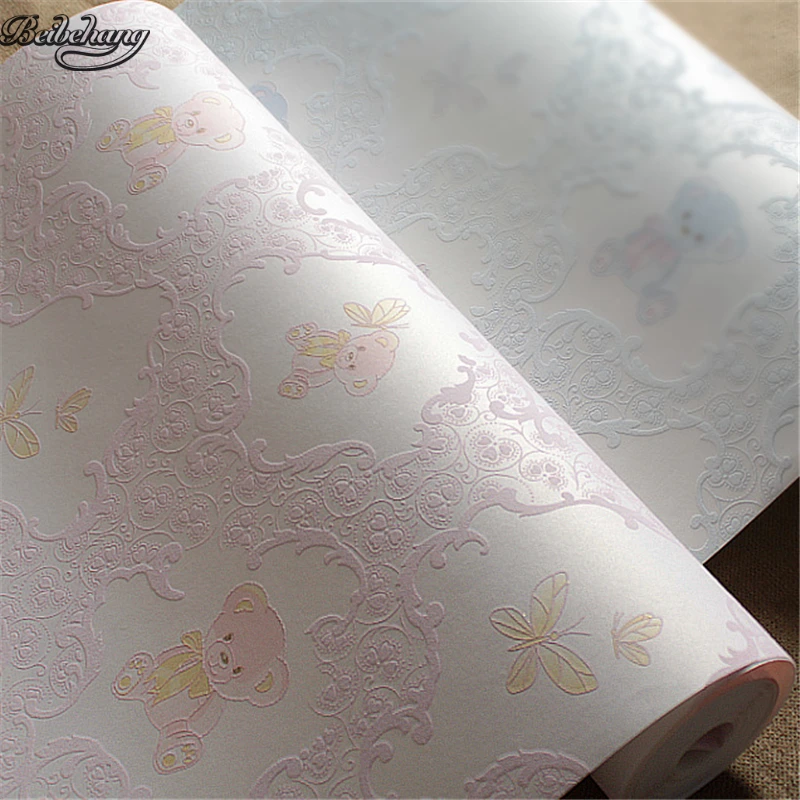 

beibehang Dimensional 3d non - woven high - grade cartoon Winnie the warm bedroom bedroom full of children 's room wallpaper