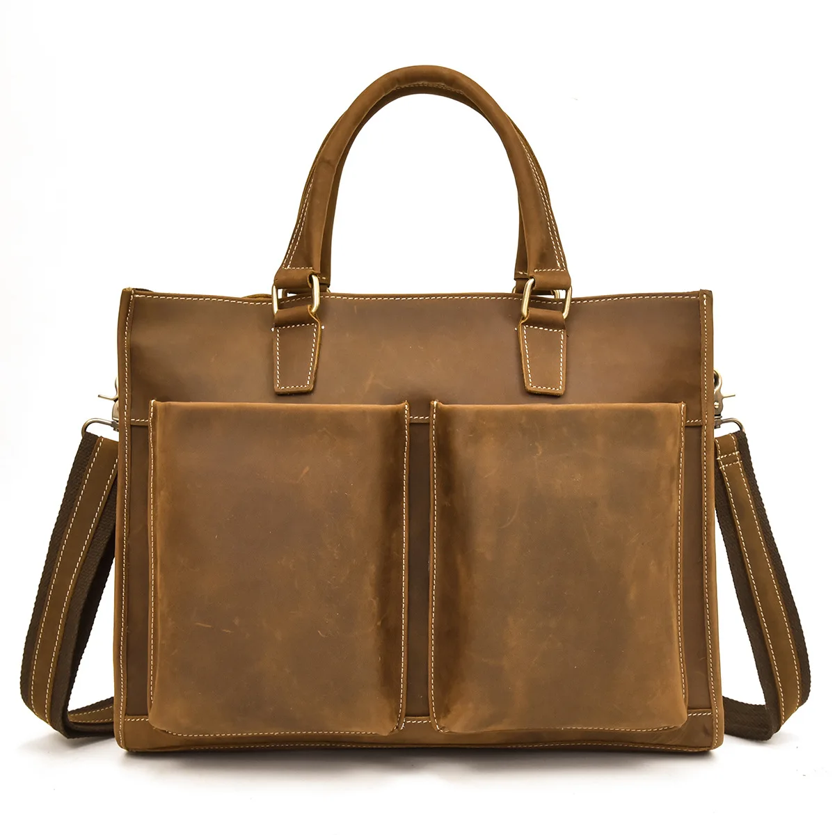 Портфель мужской из 100% натуральной воловьей кожи роскошный чемоданчик на плечо