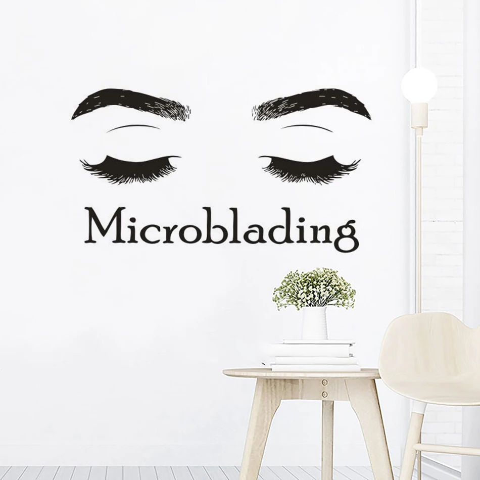 Microblading логотип стены виниловая наклейка для наращивания ресниц магазин оконный