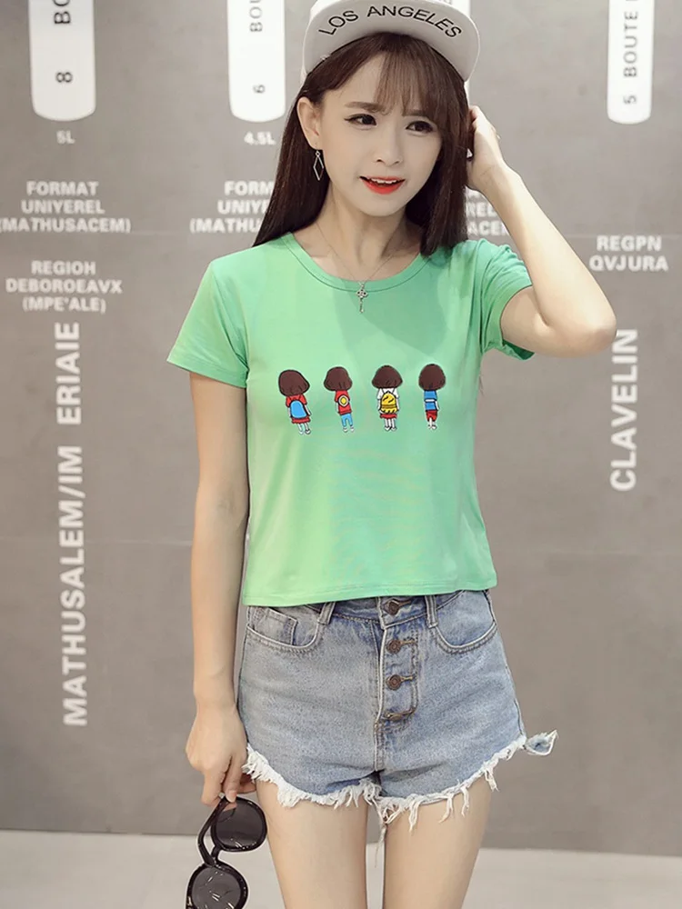 Летний женский укороченный топ 6 видов стилей футболка с буквенным принтом в