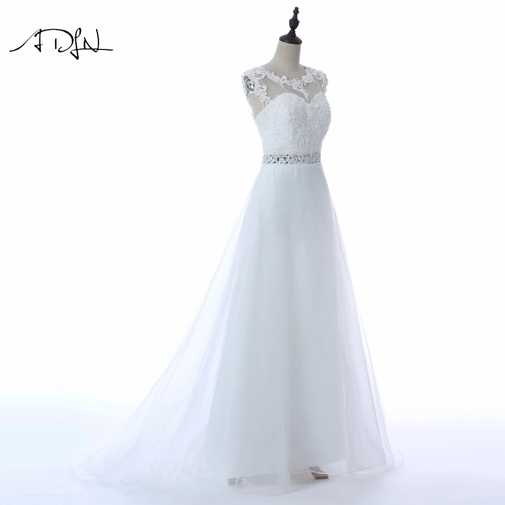 ADLN простой Свадебные платья А прозрачная вышивка бисером с украшениями в виде