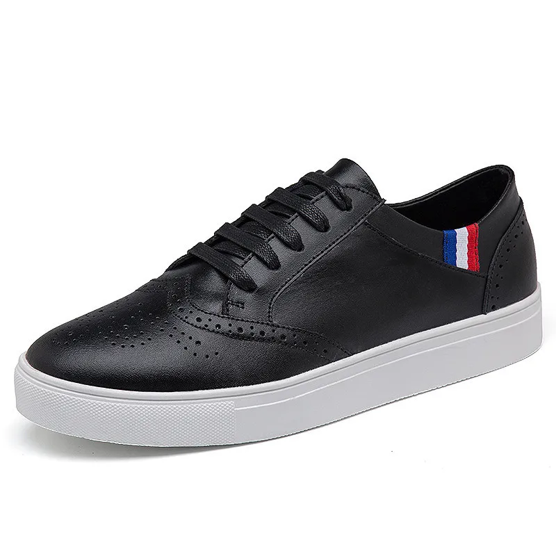 2019 Black White Fashion Sneakers Brogue Style Men Lady Genuine Leather Shoes Casual For Autumn Spring Large Size 35-45 | Обувь