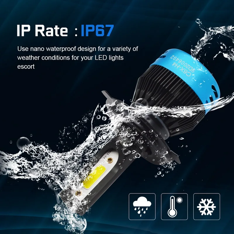 

Safego 2pcs H4 H7 H8 H9 H11 COB LED Headlight Bulbs 30W 12V Hi-Lo Beam Auto Led Car Headlight C6X Headlamp 3200LM 6000K White