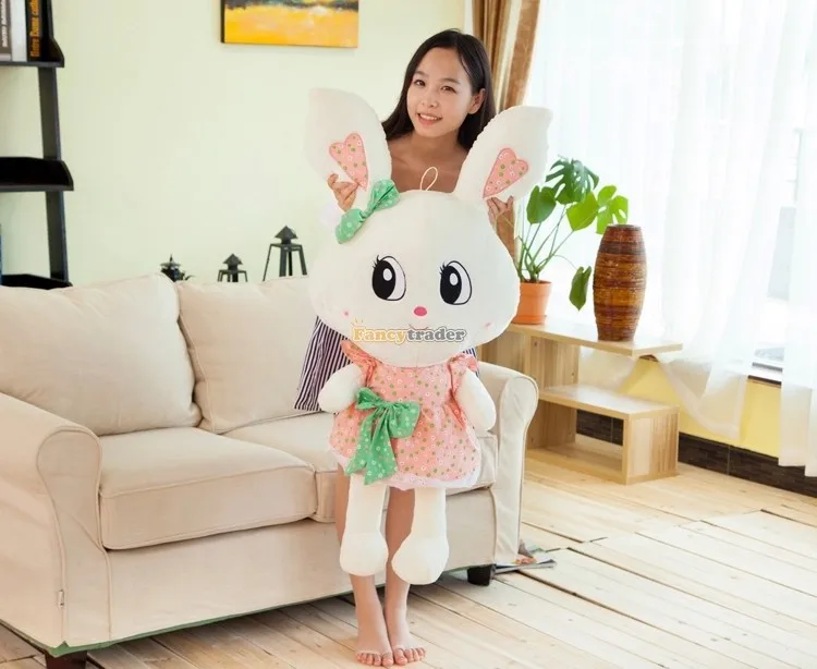 

Fancytrader Fashion Rabbit Toy 1 шт. 43 ''110 см гигантский плюшевый кролик с наполнителем с милым платьем, 2 цвета! Бесплатная доставка FT90541