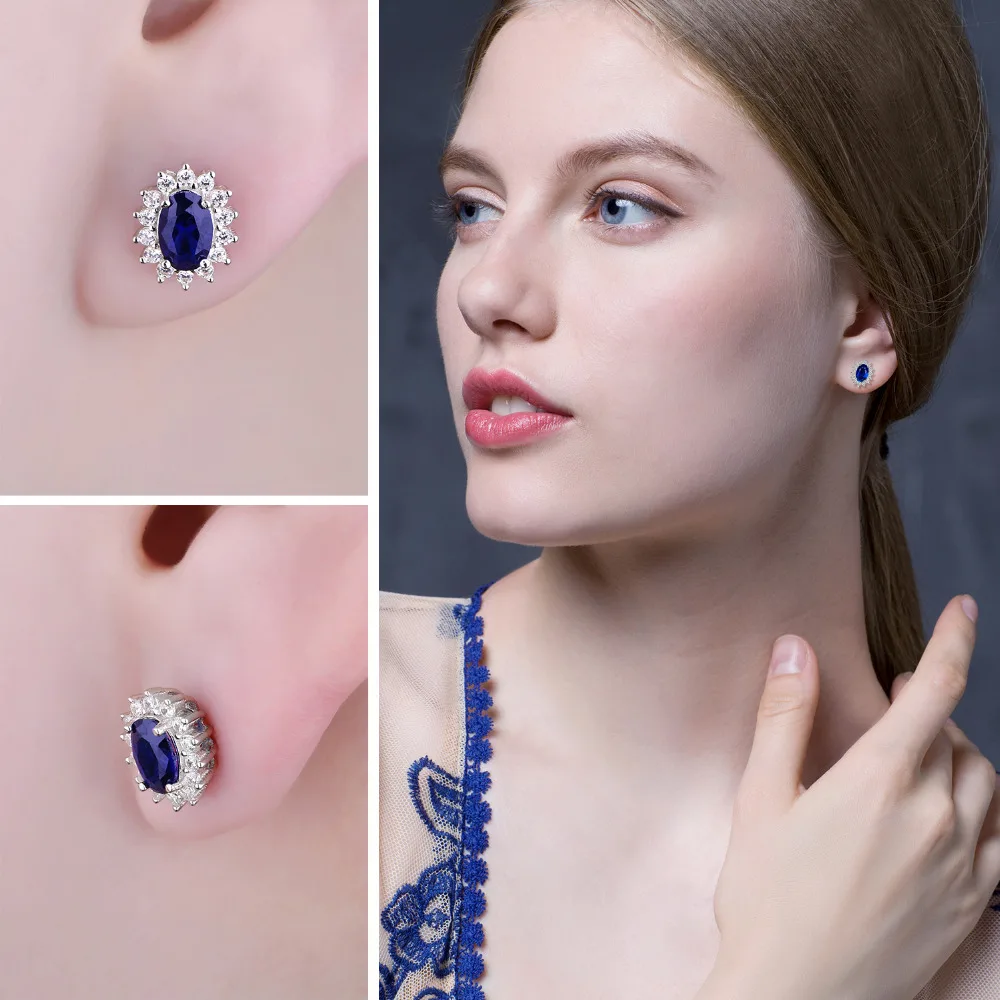 Jewelrypalace Принцесса Диана Уильям Кейт Миддлтон 1.5ct создан синий сапфир Серьги