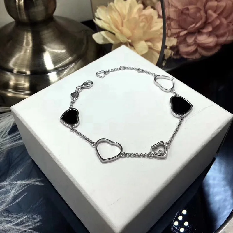 XF Для женщин Happy сердце браслет с подвесками Love Heart оболочки циркон псевдо золото Медь браслет ювелирные изделия