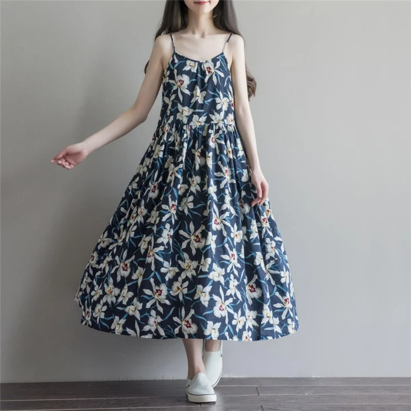 2017 новое летнее ретро платье с цветочным принтом женское на бретельках в стиле Mori