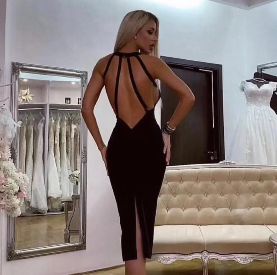 Летнее платье женское сексуальная длина до колена желтое черное Бандажное